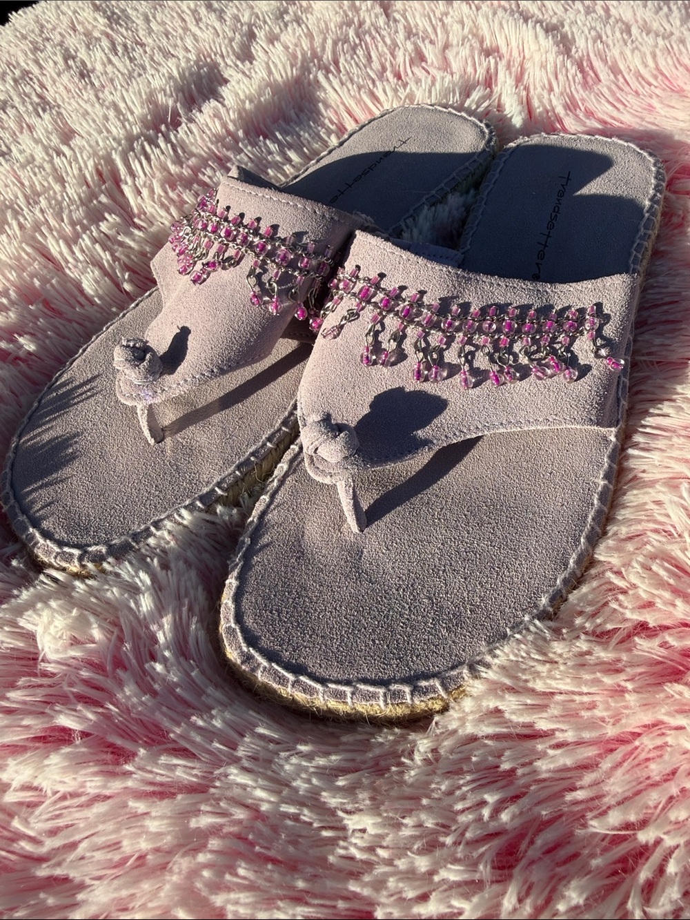 Karma Trendsetter New Lilac suede Tassel Beaded comfort post toe Women7